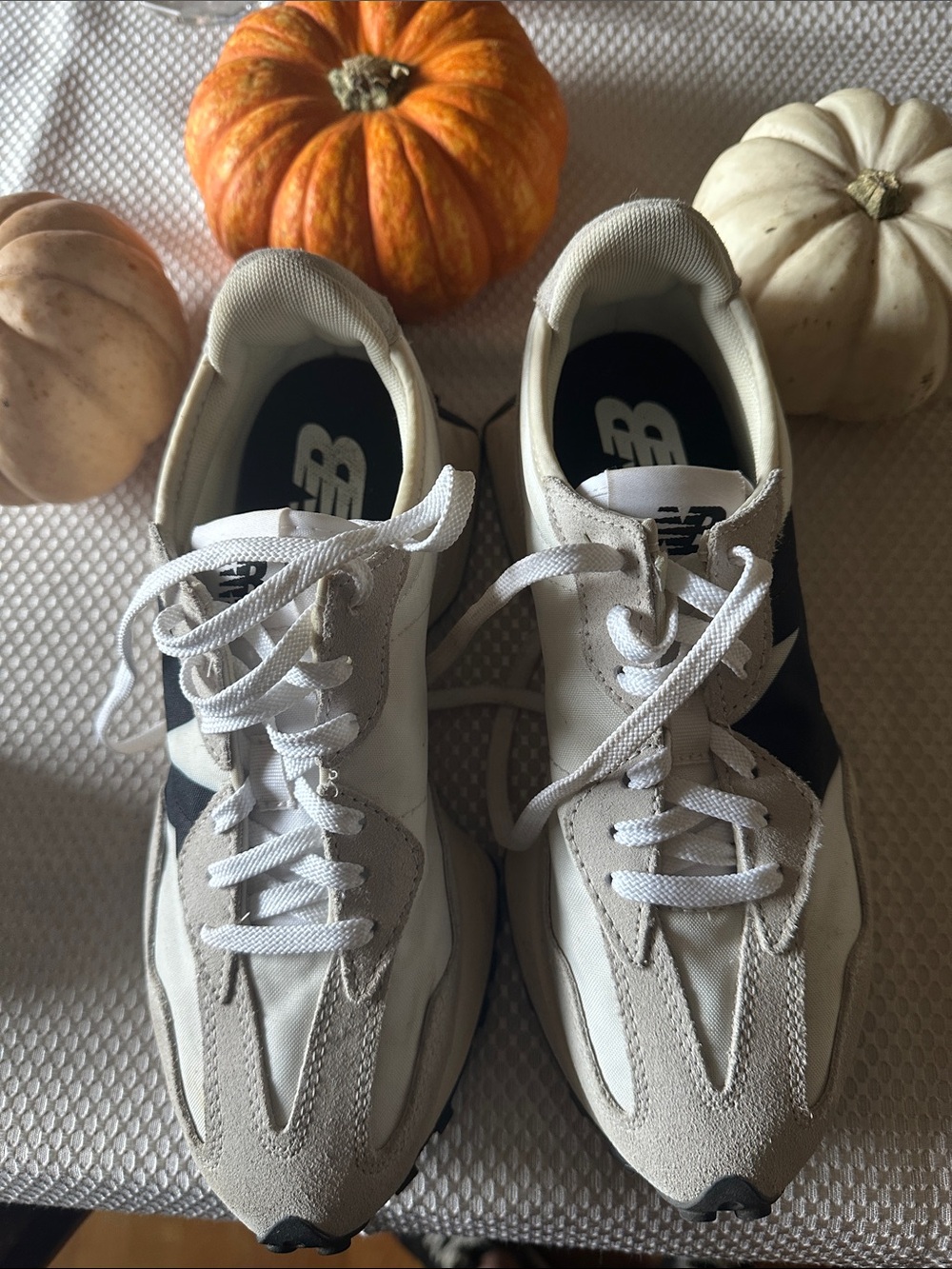 New Balance White and Black Men's Athletic Sneakers